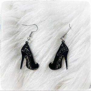 Stiletto earrings, black acrylic